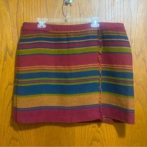 Bob Timberlake Womens Wool Blend Wrap Fringe Striped Skirt Size 18 Lined